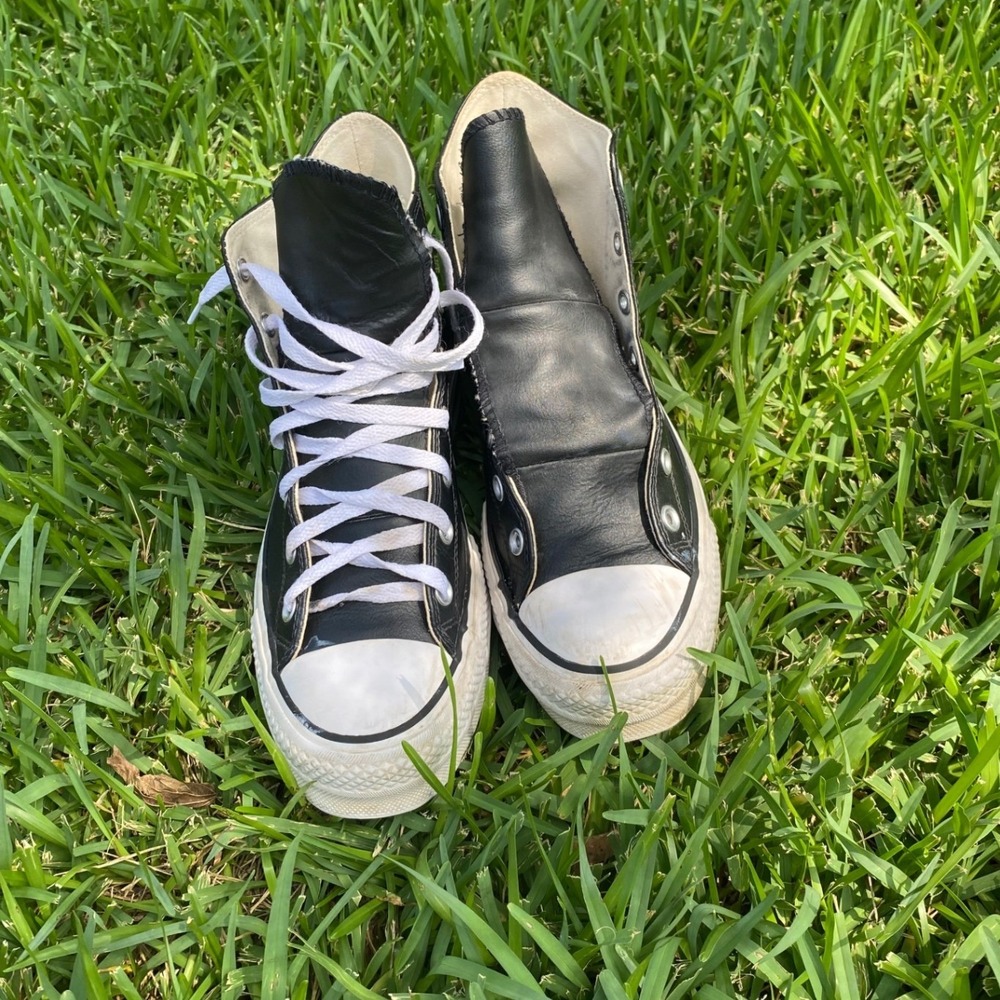 Converse Chuck Taylor All Star High Top Black Leather Sneakers 561675C Size 10.5 - Picture 2 of 10